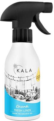 KALA - Lufterfrischer Duftölspray CHANTI, Raumspray mit Geruchsneutralisation, Raumduft Spray Hält bis zu 48h, Air Freshener mit Aktiv Neutralisator - Duft Fresh Linen, 250ml