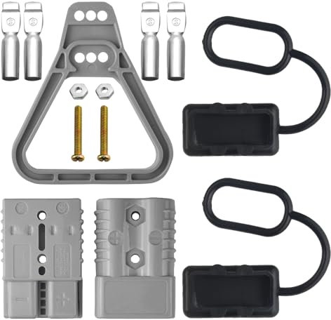 WMYCONGCONG Lot de 2 connecteurs de Batterie de Calibre 175 A 600 V 1/0 AWG à déconnexion Rapide/Connexion électrique pour treuil de récupération, remorque, Voiture, Gris
