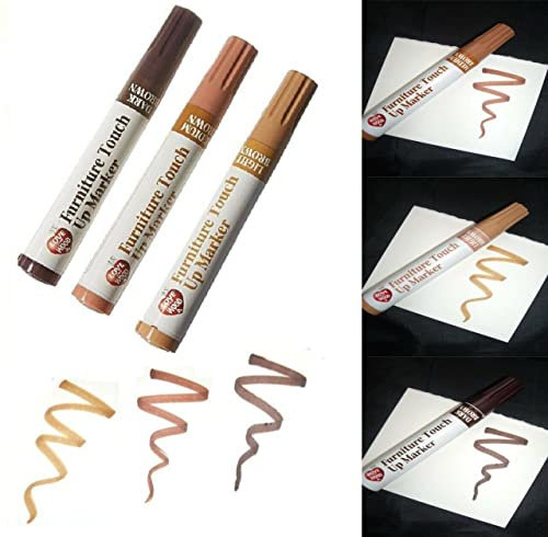 JKG® 3 PACK FURNITURE TOUCH UP MARKERS - Light Medium Dark brown Magic Scratch Cover Repair Pens Wood Stains Scratches Tables Floors Desks Cover ups moulding repair