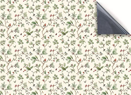 Stick & Go Repositionable Self Adhesive Dolls House Wallpaper 1:12 Scale (1 Sheet) - Vintage Robins & Blue Tits Wallpaper - No. 138