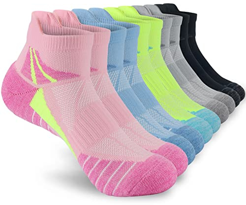 KOOOGEAR Womens Running Ankle Socks Anti Blister Cushioned Breathable Trainer Socks for Running Gym Walking Trekking Cycling UK 4-7
