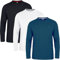 JRC Just Royal Clothing Pack of 3 Mens Long Sleeve Crewneck T-Shirts, Casual Round Neck Tops (Mid Night, White, Black, L)