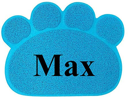 Personalised Non Slip Dog Feeding Mat, Pet Gift (Blue)