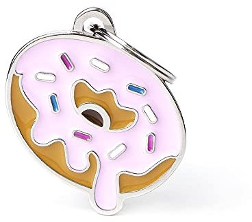 My Family Placa de Identificación personalizado para perro Made in Italy, Donut, Placa de identificación de Perro Grabada Gratis Aluminio, Metal Esmaltado a Mano, Colección Food