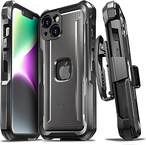 Vena vArmor Rugged Case Compatible with Apple iPhone 14/13 (6.1-inch), (MagSafe Compatible, Military Grade Drop Protection) Heavy Duty Holster Belt Clip Cover with Kickstand