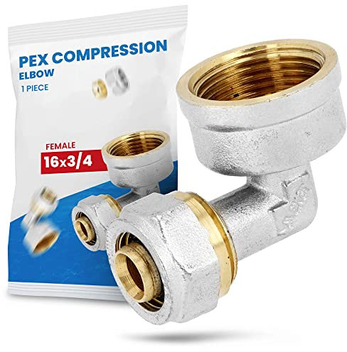 Winkelverbinder PEX-AL-PEX Schraubfitting Klemmverschraubungen Aluverbundrohr Sanitär-Heizungssystem 16 x 3/4'' IG | Messing Schraub-Kupplung Übergang Winkel 90° Verbundrohrsystem