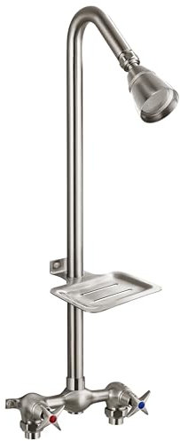 Aolemi Außendusche Set, Außenwasserhahn System mit Hochdruck-Duschkopf, 2-Griff-freiliegende Dusche mit Messing-Mischventil, 15,2 cm Mitte, mit Seifenschale aus