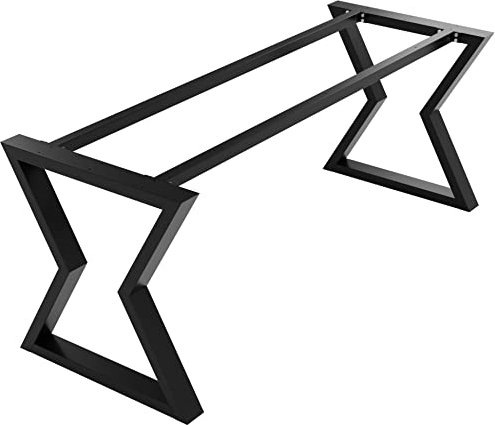 MetaloPro Pieds de table en métal - En acier robuste - Patins de table noirs et vis - Protection de sol - Cadre de table trapèze pour table basse moderne - Table à manger - Table de salon - 150 x 70 x