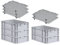 PROREGAL SuperSparSet 5x Eurobox NextGen Grip mit Auflagedeckel & 4 schwarzen Schiebeschnappverschlüssen, HxBxT 17x40x60cm, 34 L, Grau, Griffe geschlossen, Eurobehälter, Transportbox