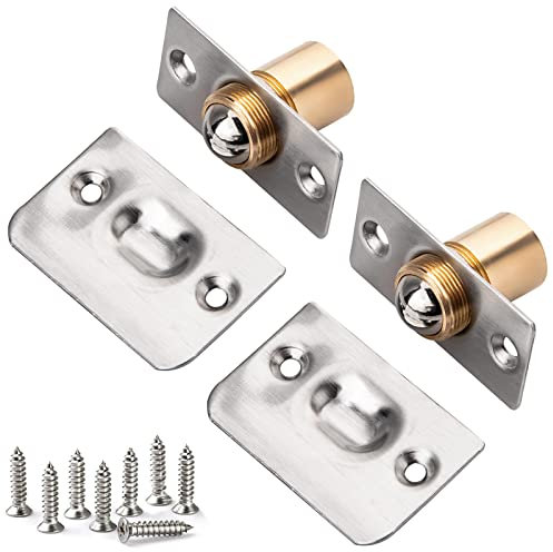 Ball Door Catches for Internal Doors 2 Pack Roller Adjustable Ball Latches Spring Ball Bearing Door Catch for Cupboard Closet Top (Silvery)