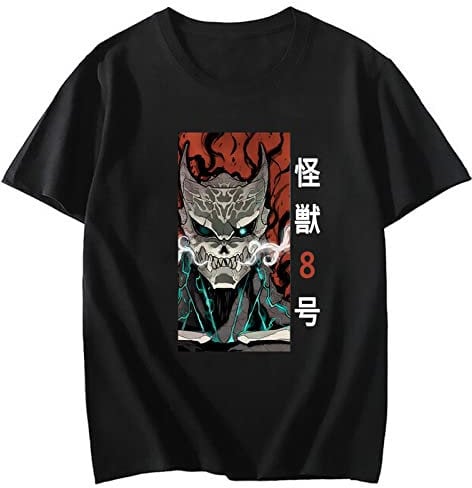 T-Shirts Kaiju No 8 Anime Manga Print T-Shirts Short Sleeves Streetwear Men Women Fashion Oversized T-shirts Harajuku Pure Cotton Tees Short Sleeves Tops-Black||L