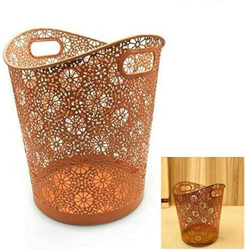 ARA CHOICE Colorful Modern Floral Waste Bin Rubbish Bin Home Office Waste Paper Bin Bedroom Bin Easy to Use with Attractive Colorful Looks (Orange)