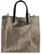 FrasiBags Einkaufstasche für Damen aus echtem Leder, Einkaufstasche aus echtem Metallic-Leder, hergestellt in Italien, bronze, 35x37x17