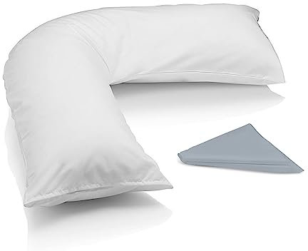 EGYPTO Orthopaedic V Pillow with pillowcases – Soft & Breathable – Anti-Allergy V Shaped Pillows for Neck & Back Support – Nursing, Pregnancy & Post Surgery Support Pillow (Grey)