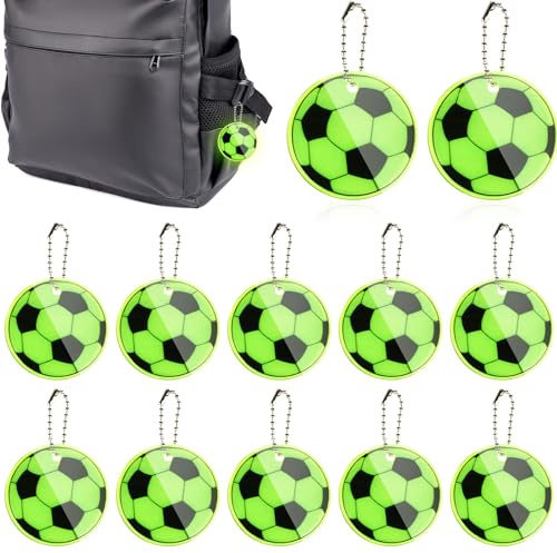 12 Stücke Reflektor Anhänger, Sicherheits Reflektor Anhänger, Reflektierender Fußballanhänger, Anhänger Schulranzen für Schultaschen, Kleidung, Schlüssel, Schulranzen, Fahrrad