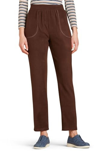 Chums Ladies Fleece Trousers with Elasticated Waist with Secure Zip Pockets Chocolate 10 Short