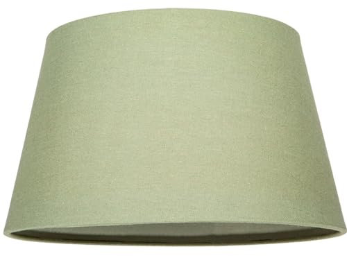 Traditional 14 Inch Olive Green Linen Drum Table/Pendant Lampshade 60w Maximum | with Inner Cotton Fabric Lining | Reversible Gimbal by Happy Homewares