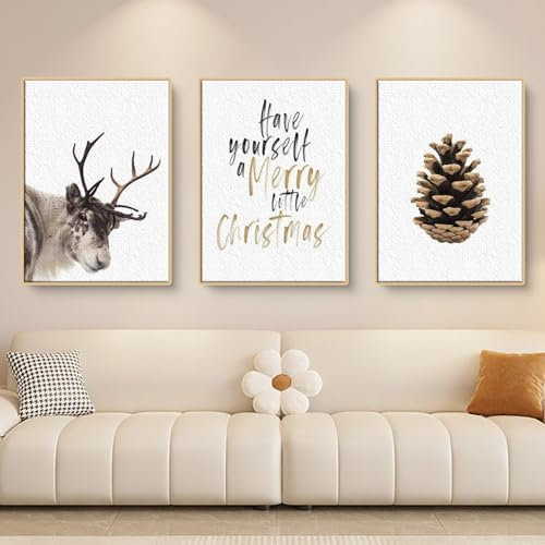 Trayosin 3er Premium Poster Set, Winter-Schnee-Landschaft Bild, Leinwand Gemälde Wandkunst Poster und Druck für moderne Wandbilder Wohnkultur, Weihnachtsdekoration (21x30cm)