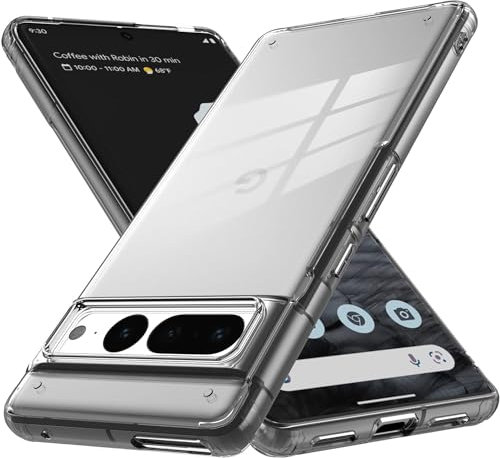 Captor Cover Trasparente per Google Pixel 7 PRO, Custodia TPU in Silicone Flessibile Morbida e Sottile, Protezione di Alta Qualità con Bordo Rialzato per Schermo e Fotocamera