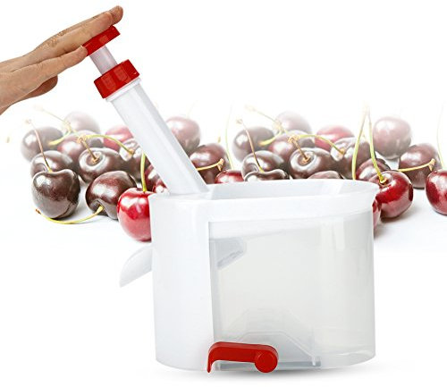 R, Dénoyauteur de Cerises, Dénoyauteur de Cerises Automatique, Outil de Dénoyauteur de Cerises, Outil de Retrait de Graines de Raisin en Plastique avec Conteneur, Gadget de
