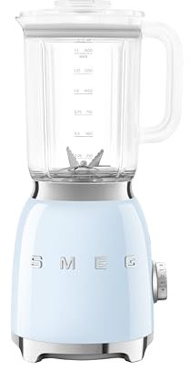 Smeg BLF03PBUK Retro 50's Style Jug Blender with Stainless Steel Blades, 4 Speed Settings and 3 Pre-set Programs, 1.5 Litre, 800W, Pastel Blue