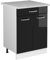 Vicco Meuble Cuisine R-Line, Noir Haute Brillance/Blanc, 60 cm avec tiroir, PT Marbre