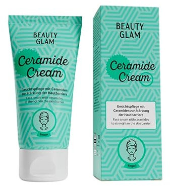 BEAUTY GLAM Ceramide Cream (50 ml) – Leichte Tagescreme für empfindliche & gestresste Haut – reduziert feine Linien & Fältchen - mit Ceramide& Squalan – Leichte Textur & schnelleinziehend