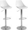 LOLAhome Set de 2 Taburetes Altos Cocina Giratorios en 360°, Juego de Sillas de Bar Regulables en Altura de 83 a 104 cm, con Respaldo, Material Polipiel, Estructura Metal y Reposapiés, Blancos