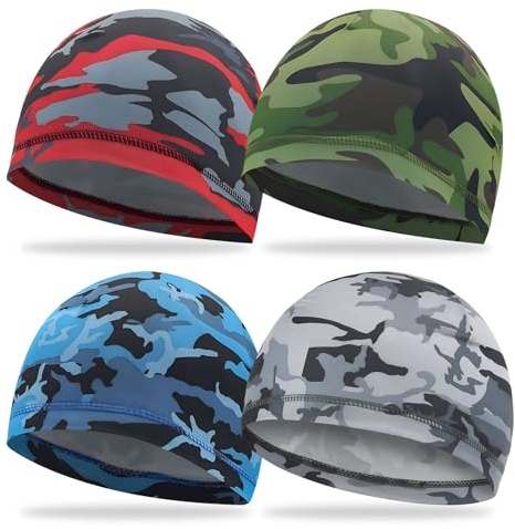 4-teiliges Set Bandana Cap Durag und Kopftuch Herren, Perfekt für Fahrradfahren und Joggen-Schweißableitend und atmungsaktiv,Stilvolles und Bequemes Kopfbedeckung Männer und Frauen Sommer