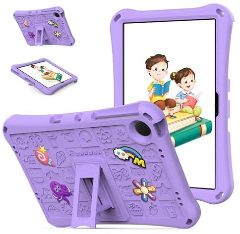 Funda para tablet Xiaomi Redmi Pad SE de 11 pulgadas, apta para niños, soporte integrado, bonitos dibujos animados, espuma EVA, ligera, a prueba de golpes, color morado