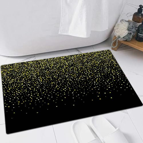 EMFSLA rutschfest Badezimmer Badeteppiche,Weich Hochflor Saugfähig Badvorleger Waschbar Flauschige Mikrofaser Badematte,Goldene Glitzer-Scheinblasen-Champagner-Partikel,40x60 cm