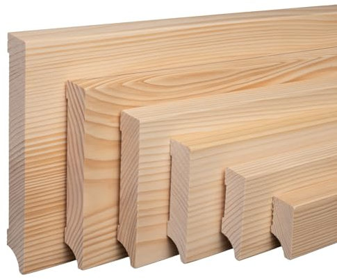 Sockelleiste Fichte geölt | abgerundet o. abgeschrägt | MASSIVHOLZ Fußleiste Profil Leipziger (abgeschrägt), Höhe 150mm