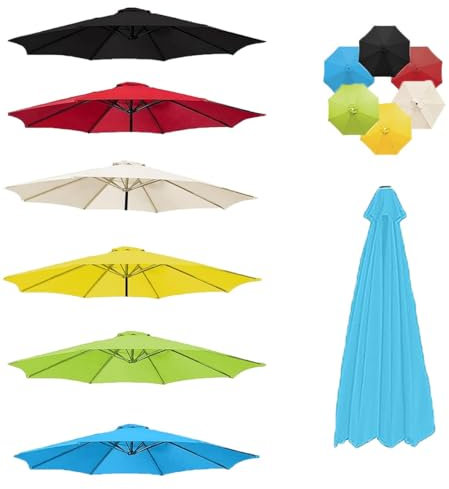 YCBTPS Sonnenschirm Ersatzbezug 300cm 8 Streben,Ersatzbezug Für Sonnenschirm Sonnenschutz Abdeckung,Gartenschirm Marktschirm Ersatzabdeckung(Light Blue,300cm-8 Rib)