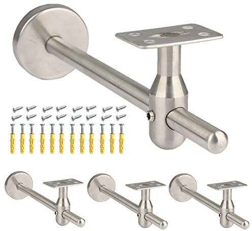 Xiaoxu 4-teiliges Hochleistungs-Treppenhandlauf-Set, Edelstahl-Handlauf-Set, wandverstellbar, geeignet für runde Handläufe aus Holz/Edelstahl/Aluminium, Länge 150 mm, Gebogene Platte