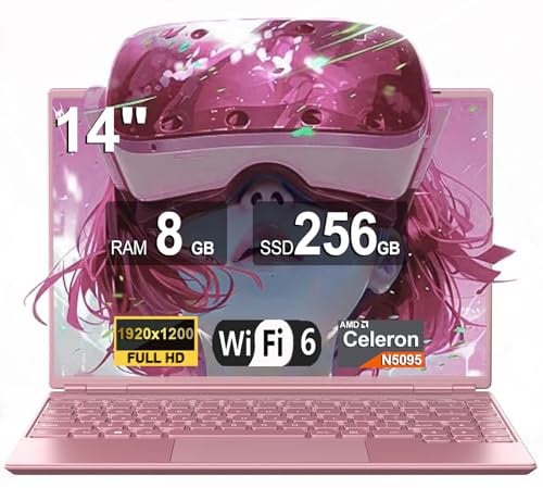 NOTODD 2025 Ordenador portátil de 14 pulgadas Win11 de 4 núcleos Celeron N5095 (hasta 2,9 GHz), 1920 x 1200, 8 + 256 GB SSD compatible con ventilador de refrigeración 1TB(TF-512 GB), protector de
