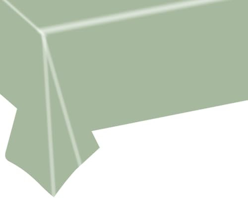 MORAINJAY Mantel de plástico verde salvia, 137 x 274 cm, rectangular, mantel de jardín, para cumpleaños, gastronomía, fiestas, bodas o hogar