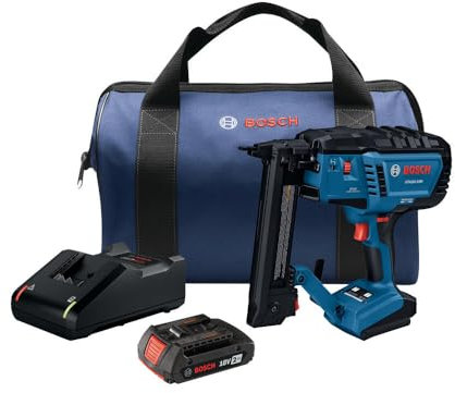 BOSCH GTH18V-18MB12 18V Brushless 18-Gauge Narrow Crown Stapler Kit with 2Ah Battery and Charger - Cordless, Powerful, and Precise for Furniture, Upholstery, and Cabinetry Applications