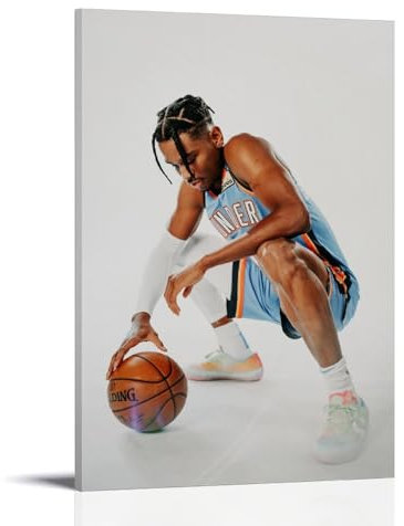 Shai Gilgeous Alexander Classic Moves of Basketball Players Poster Dekorative Malerei Leinwand Wandkunst Wohnzimmer Schlafzimmer Gemälde 50 x 75 cm