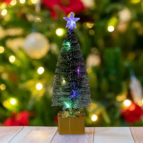 Mini albero di Natale con luci, piccolo albero di Natale artificiale illuminato da tavolo con luci a LED per interni decorazioni natalizie per feste