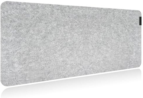 Tapis de Souris Feutre | 900 X 450 X 3mm | Grand Tapis Souris Desk Mat Antidérapant Tapis de Bureau sous Main Bureau pour Le Bureau et la Maison, Protection du Bureau(Gris Clair)