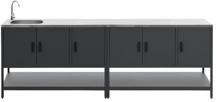 Mobile da cucina a isola da esterno in acciaio, 2 moduli Nero - 120x51x112.5 cm