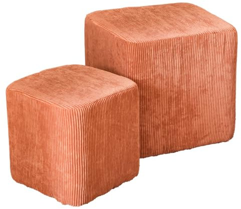 Future Home Lot de 2 poufs déco en Velours côtelé