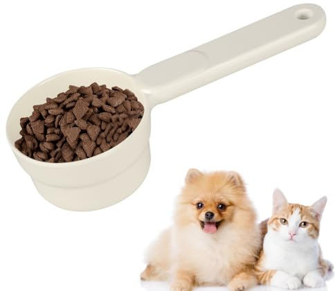 BDKMMS Pet Food Scoop, Plastic Dog Measuring Cup with Handle & Scale, Portable Pet Feeding Scoops for Dogs Cats Birds Rabbits