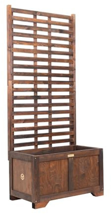 Greenspot - Pflanzkübel mit Sichtschutz - Blumenkübel Outdoor - 80 x 42 x 180 cm, 120 L - aus Holz, Imprägniert, Blumenkasten Balkon, Terrasse, Pflanzkübel Rechteckig - Vintage Palisanderbraun Dunkel