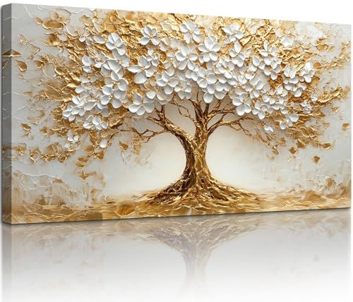 hyidecorart Quadro Moderno Soggiorno, 50x100 cm Quadri Grandi Dimensioni, Quadro Albero Della Vita Moderno, Stampe su Tela Decorazione Parete per Camera Sala Ufficio