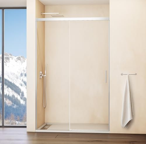 Pareti e altro | Box doccia frontali in vetro | Box doccia in vetro senza profilo inferiore | Maniglia per bagno con doccia fissa e facile pulizia (BASICA, 160-165 cm)