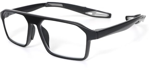 MMOWW Sport Lesebrille Herren mit Hängendes Spiegelbein Rechteck | Blaulichtfilter, Hochwertig, Komfortabel