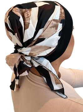 Generisch Kopftuch Chemotuch Kopfbedeckung Hijab Kopfbedeckung Krebs (Creme Weiß Schwarz)