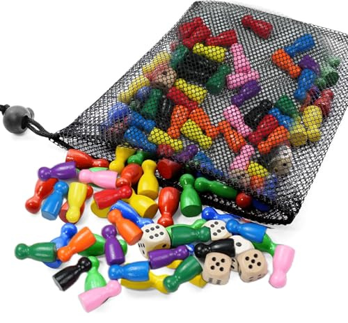 ZhouWei 80 Stück 25 x12 mm Spielfiguren für Brettspiele und 6 Würfel