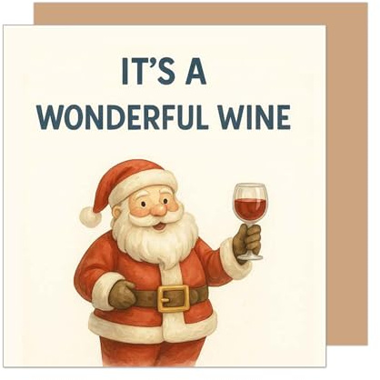 Edition Seidel Premium quadratische Grußkarte zu Weihnachten mit Umschlag. Glückwunschkarte Weihnachtskarte Karte englisch für Frau Mann Xmas Weihnachtsmann Prost Wein (WQ125 SW025)